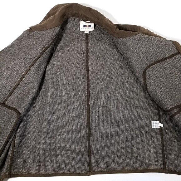 Joseph Abboud Nubuck Leather Ribbed Moto Biker Jacket Dark Brown Minimal Large - Picture 8 of 8